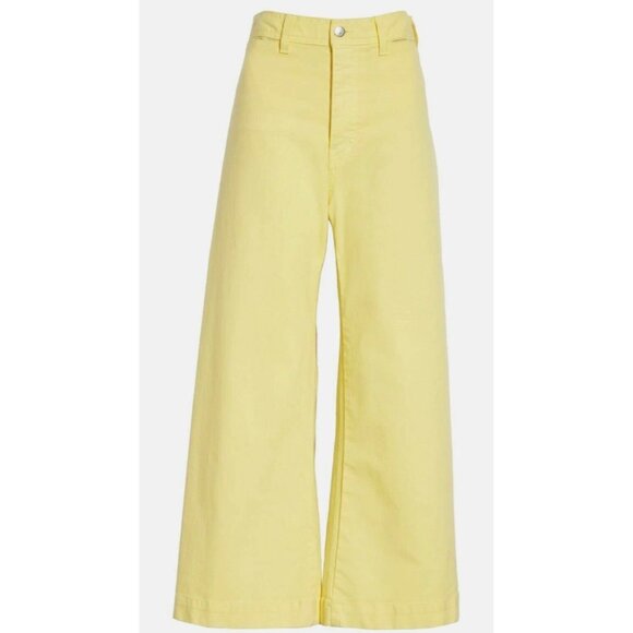Veronica Beard Denim - Veronica Beard Cynthia Crop Wide Leg Jeans Womens 30 Yellow Button Fly High Rise